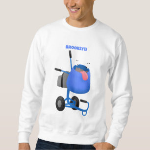 Sweatshirt Illustration amusante du mélangeur de ciment bleu