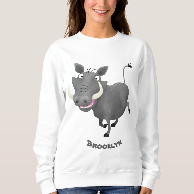 Sweatshirt Illustration amusante d'un cochon de phacochère af (Devant)