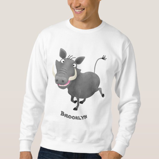 Sweatshirt Illustration amusante d'un cochon de phacochère af (Devant)