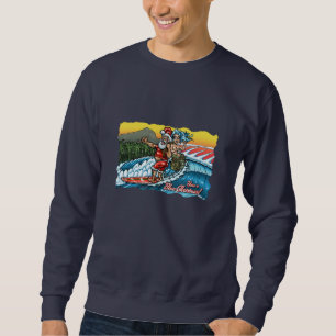 Sweatshirt Illustration Blue Christmas Hawaiian Surfing Père 