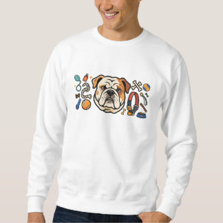 Sweatshirt Illustration de Bulldog Mignon avec Jouets pour Ch