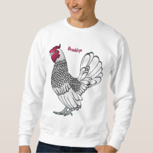 Sweatshirt illustration de coq Sebright de dessin animé 