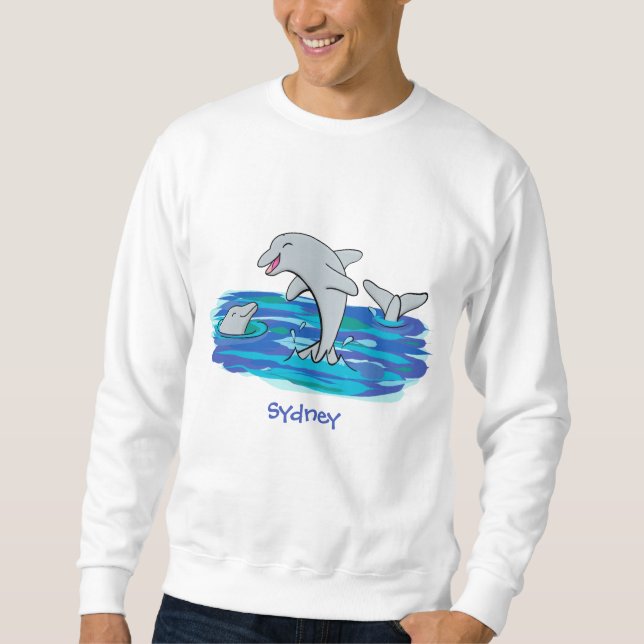 Sweatshirt Illustration de dauphins heureux adorables (Devant)