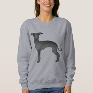 Sweatshirt Illustration de dessin animé de chien gris italien