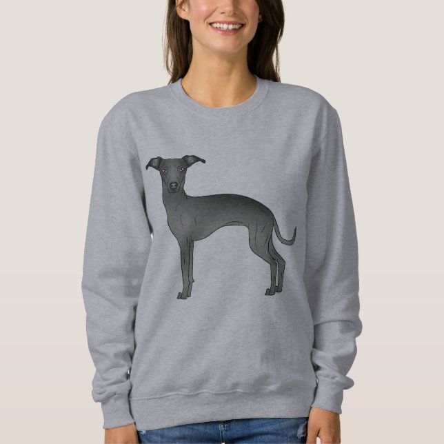 Sweatshirt Illustration de dessin animé de chien gris italien (Devant)