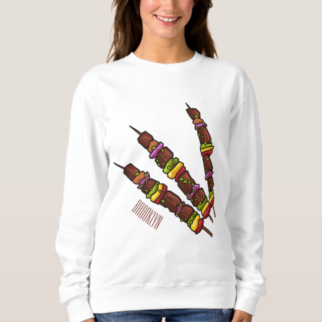 Sweatshirt Illustration de dessin animé Kebab ou kabob (Devant)