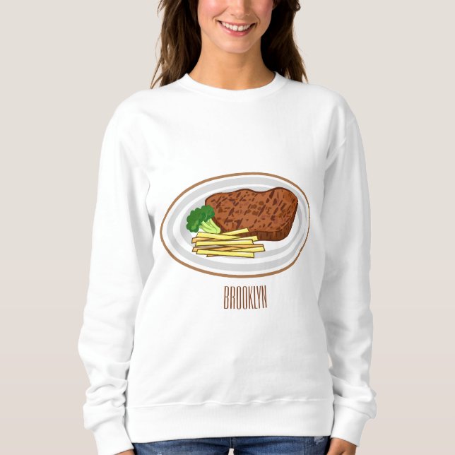 Sweatshirt Illustration de dessin de steak (Devant)
