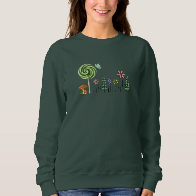 Sweatshirt Illustration de jardin de bonbons mignon. Sweat-sh (Devant)