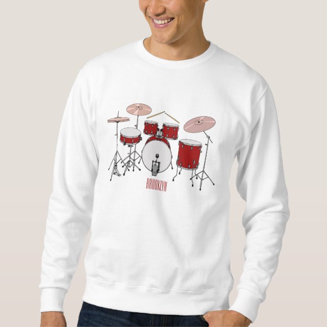 Sweatshirt Illustration de kit de batterie (Devant)