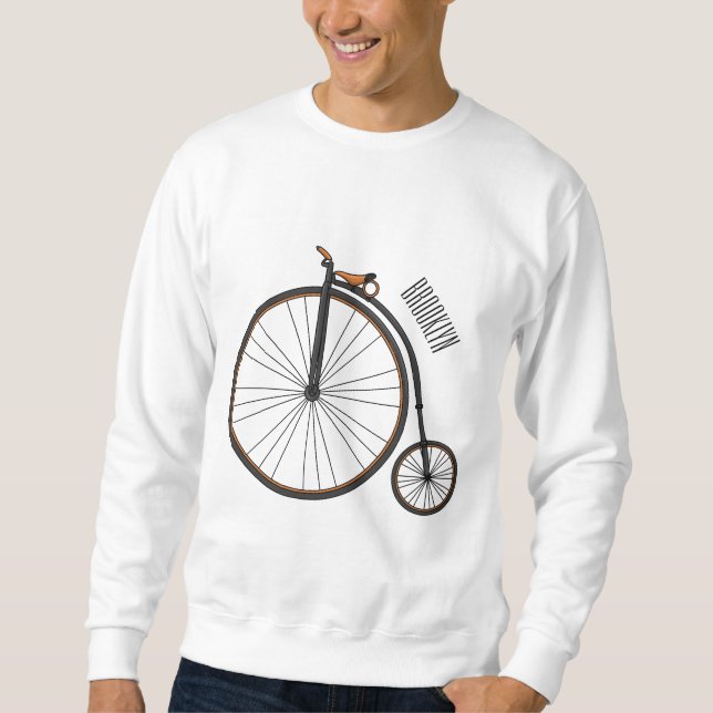 Sweatshirt Illustration de la bande dessinée de vélo à grande (Devant)