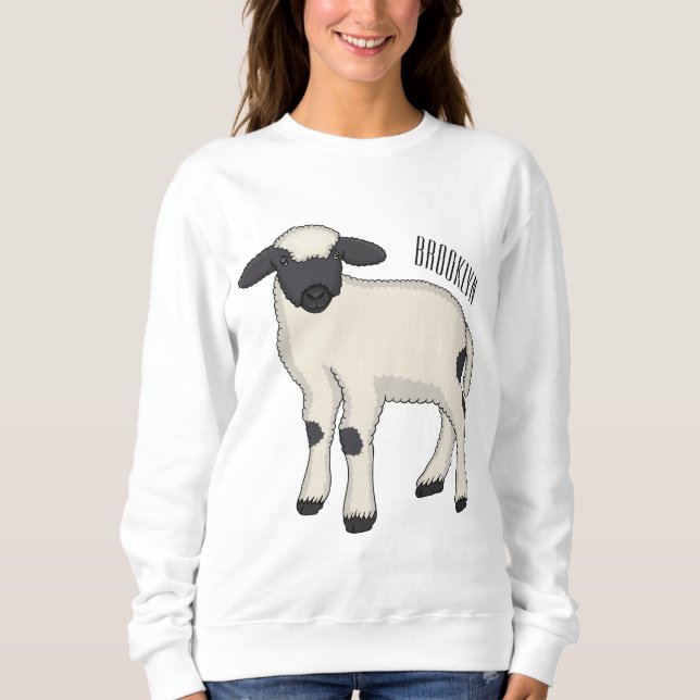 Sweatshirt Illustration de la caricature de mouton Valais Bla (Devant)