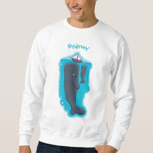 Sweatshirt Illustration de mignons baleines et voiliers (Devant)