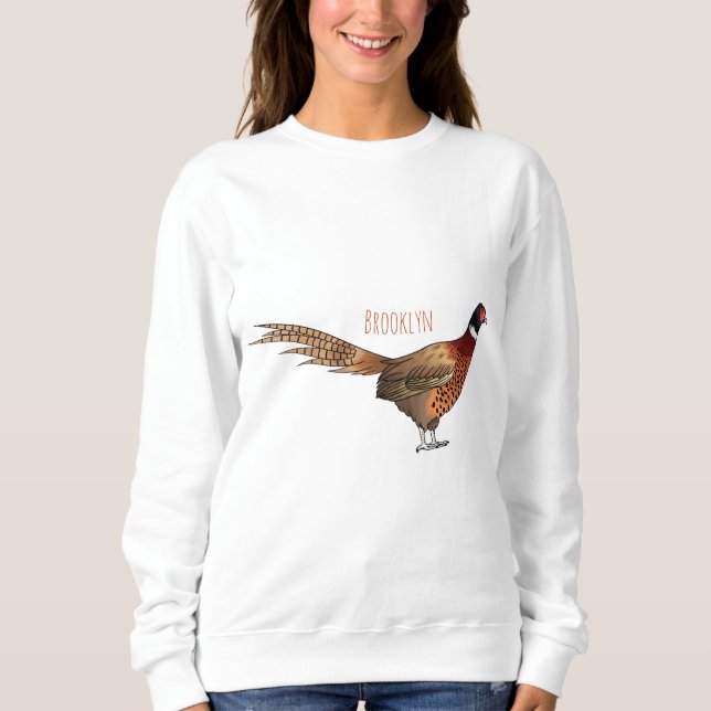 Sweatshirt Illustration d'oiseau faisan à cou circulaire (Devant)