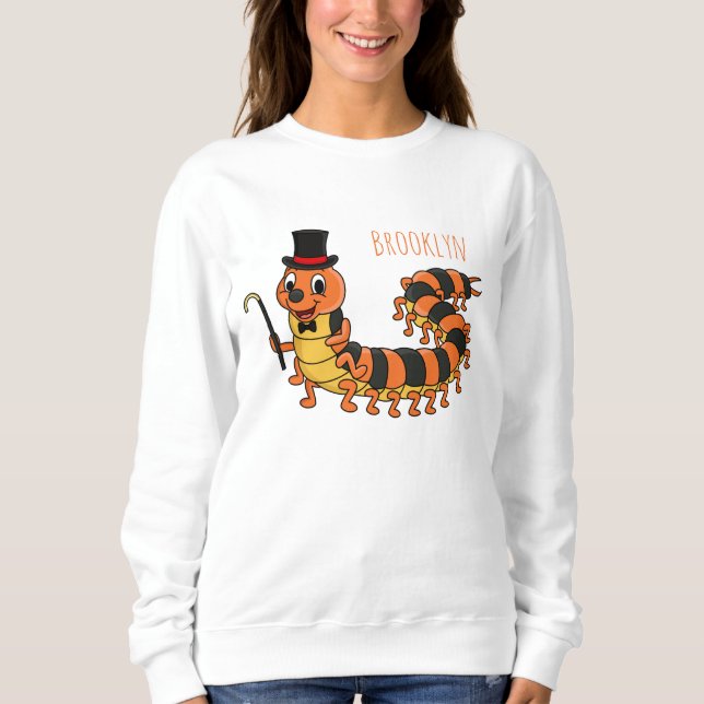 Sweatshirt Illustration drôle de dessin animé centipede (Devant)