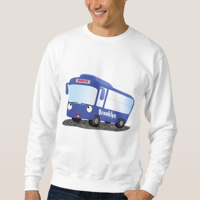 Sweatshirt Illustration d'un bus moderne bleu mignon (Devant)