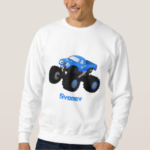 Sweatshirt Illustration d'un camion monstre bleu mou