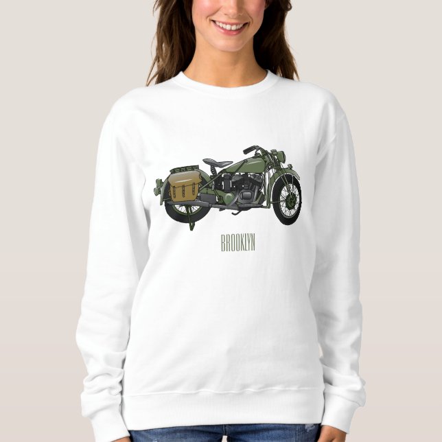 Sweatshirt Illustration d'une moto de croiseur militaire (Devant)