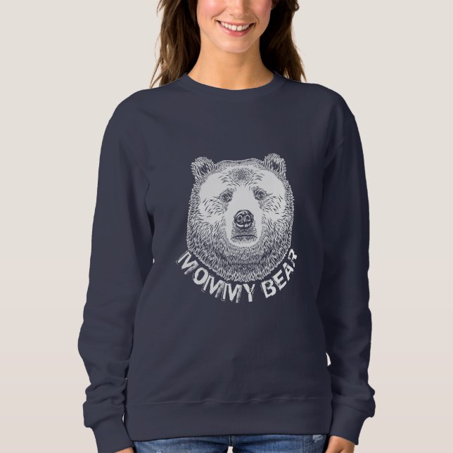 Sweatshirt Illustration tirée à la main de l'ours de maman (Devant)