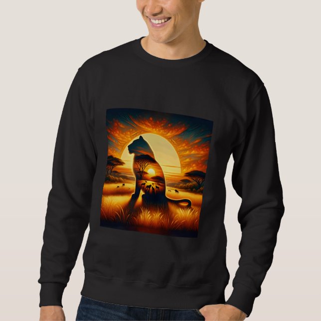 Sweatshirt Imaginaire Lion mignon Afrique Soleil (Devant)