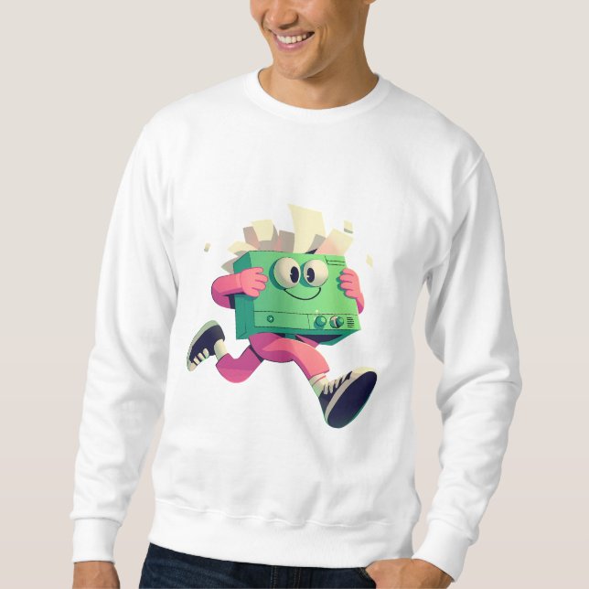 Sweatshirt Imprimante en marche avec papiers en vol – Humour  (Devant)