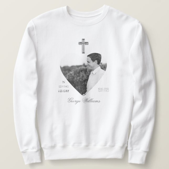 Sweatshirt In Love Mémoire Croix forme coeur (Design devant)