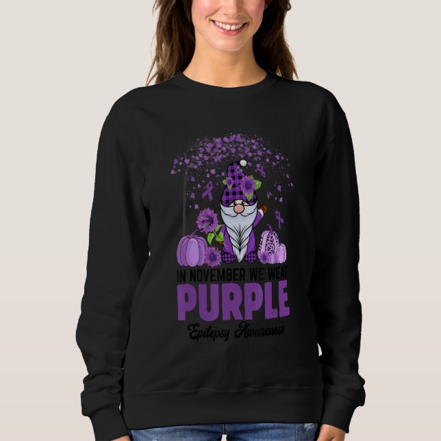 Sweatshirt In November We Wear Purple Gnome Epilepsy Awarenes (Devant)