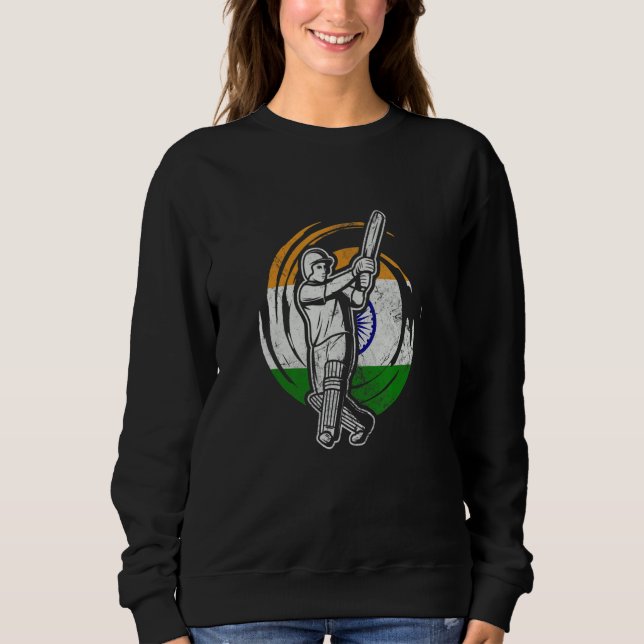 Sweatshirt India Cricket Player Indian Flag Cricket Team Batt (Devant)