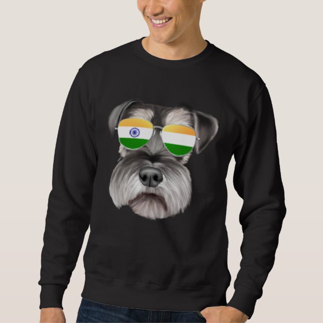 Sweatshirt India Flag Miniature Schnauzer Dog India Pocket (Devant)