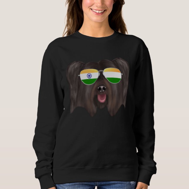 Sweatshirt India Flag Skye Terrier Dog India Pocket (Devant)
