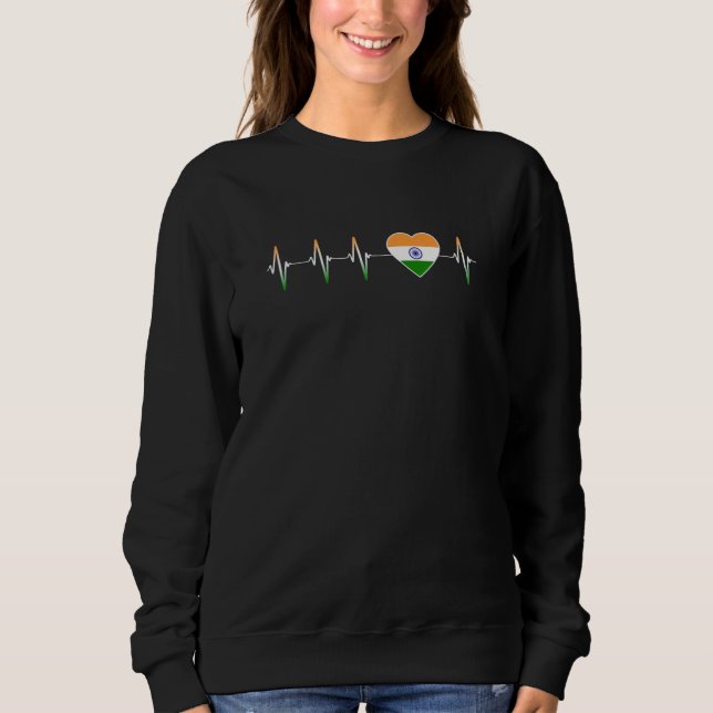 Sweatshirt Indian Heartbeat I Love India Flag Heart Country (Devant)