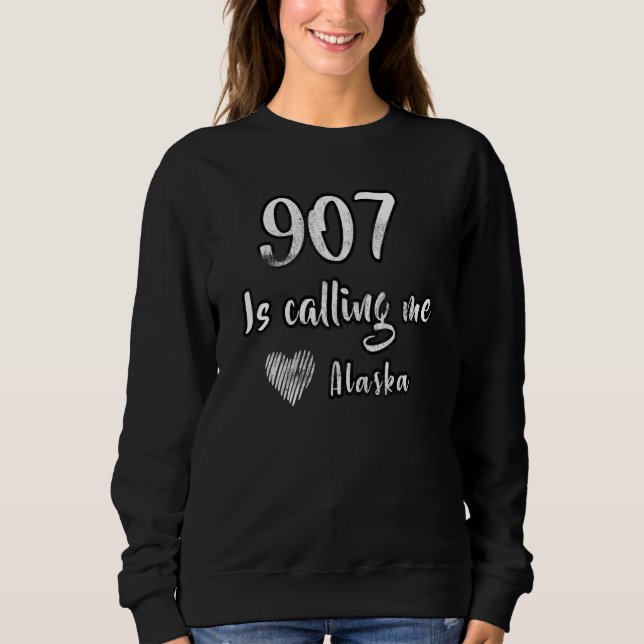 Sweatshirt Indicatif régional 907 Alaska Appelant Love Heart  (Devant)