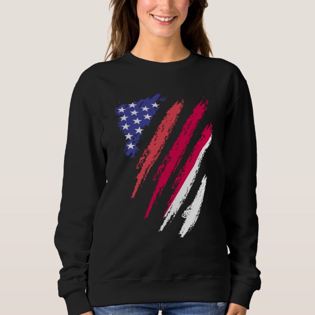 Sweatshirt Indonesian American Patriot Grown Heart Flag Strip (Devant)