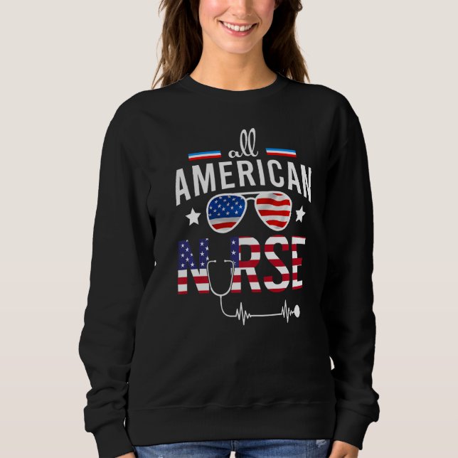 Sweatshirt Infirmière 4 juillet Drapeau Américain Patriotique (Devant)