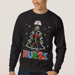Sweatshirt Infirmière Arbre de Noël Stethoscope RN LPN Scrub