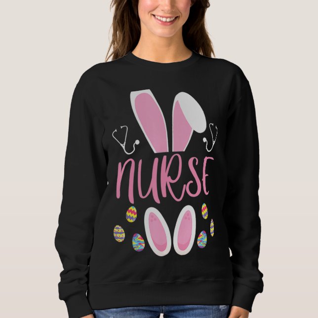 Sweatshirt Infirmière Chasse aux Oeufs de Pâques Rabbit Rn Jo (Devant)