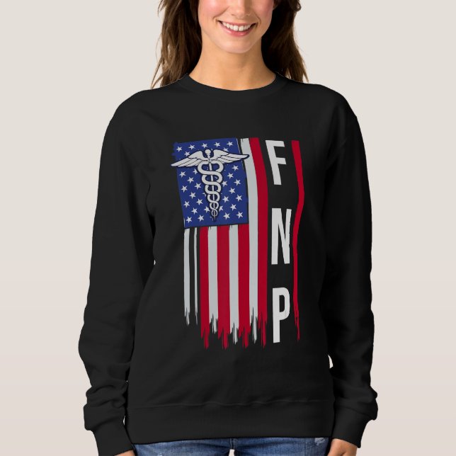 Sweatshirt Infirmière De Famille Fnp Praticien Usa Drapeau Fu (Devant)