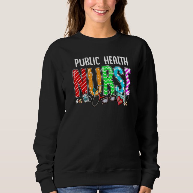 Sweatshirt Infirmière de santé publique Plaid Red Love Heart  (Devant)