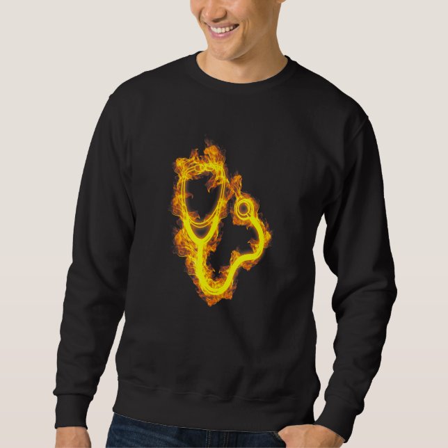 Sweatshirt Infirmière de soins de médecin Flames Stethoscope  (Devant)