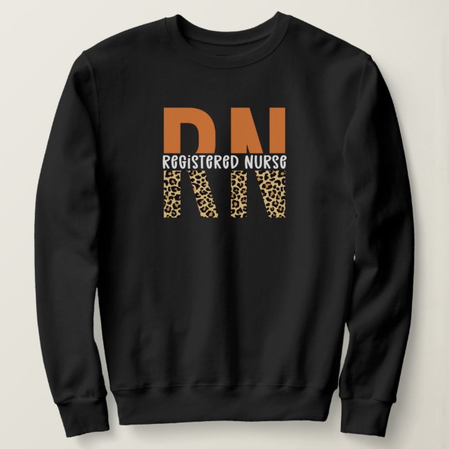 Sweatshirt Infirmière inscrite à la RN Typographie du léopard (Design devant)