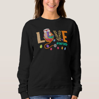 Sweatshirt Infirmière Love Stethoscope Leopard Plaid OEufs Ch