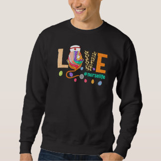 Sweatshirt Infirmière Love Stethoscope Leopard Plaid OEufs Ch