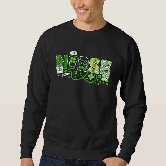Sweatshirt Infirmière Saint-Patrick Chanceuse Infirmière Trèf (Devant)
