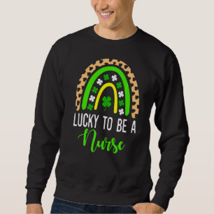 Sweatshirt Infirmière St Patrick S Day Lucky Rainbow Leopard