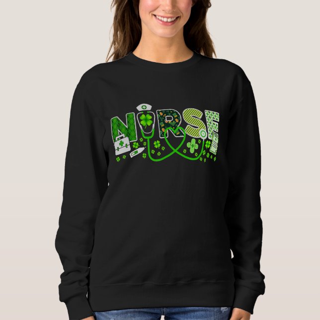 Sweatshirt Infirmière St Patrick's Day Lucky Infirmière Shamr (Devant)