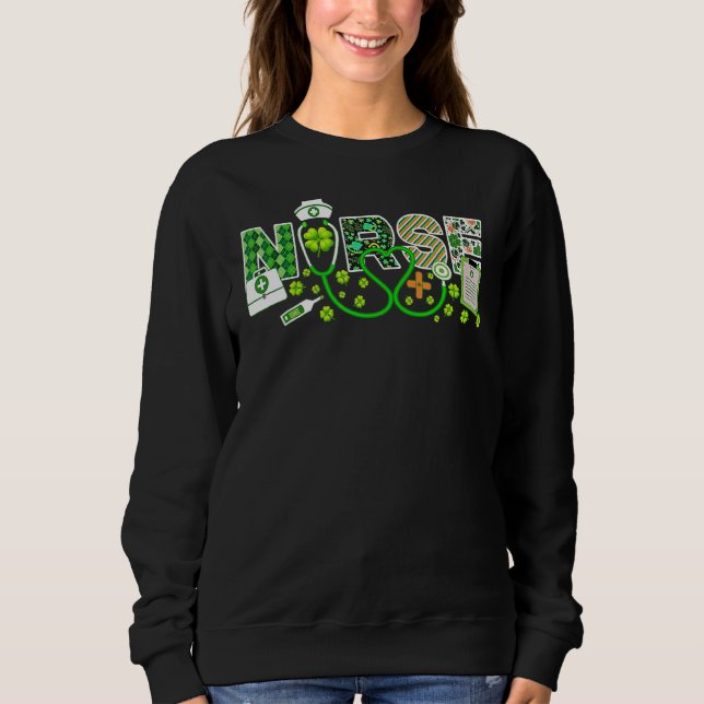 Sweatshirt Infirmière St Patrick's Day Lucky Infirmière Shamr (Devant)