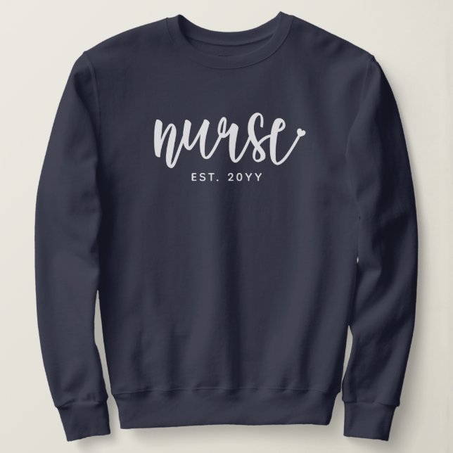 Sweatshirt Infirmière sur mesure Typographie Est Infirmière d (Design devant)