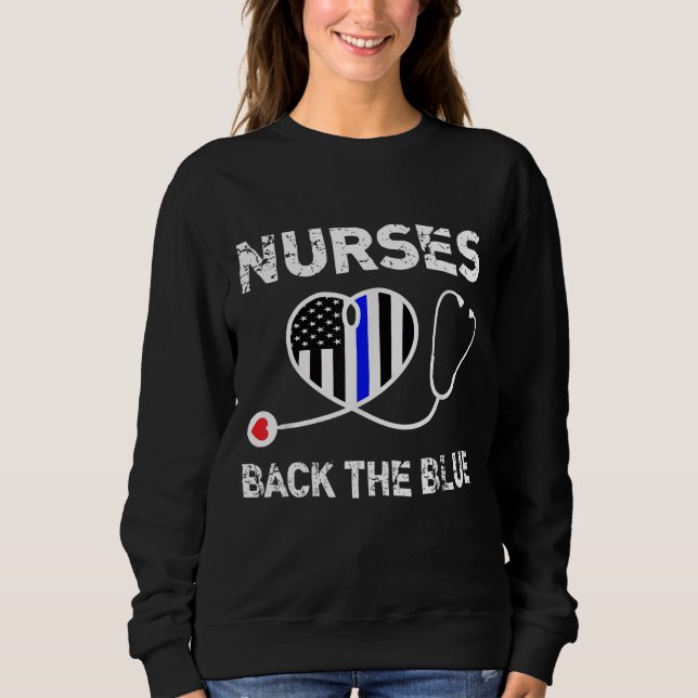 Sweatshirt Infirmières Retour Le Bleu Léger Ligne Bleue Drape (Devant)