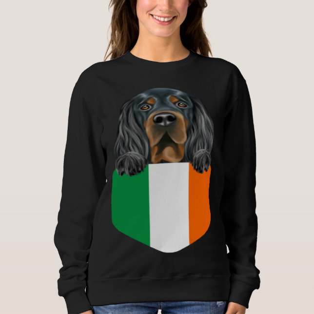 Sweatshirt Ireland Flag Gordon Setter Dog In Pocket (Devant)