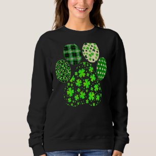 Sweatshirt Iriish mignon Chien Paw Clovers St Patrick's Day L