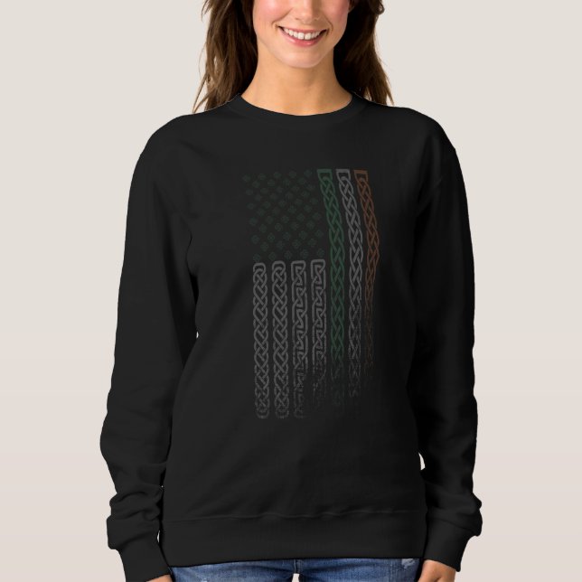 Sweatshirt Irish American flag Celtic knot Patrick's day Irel (Devant)
